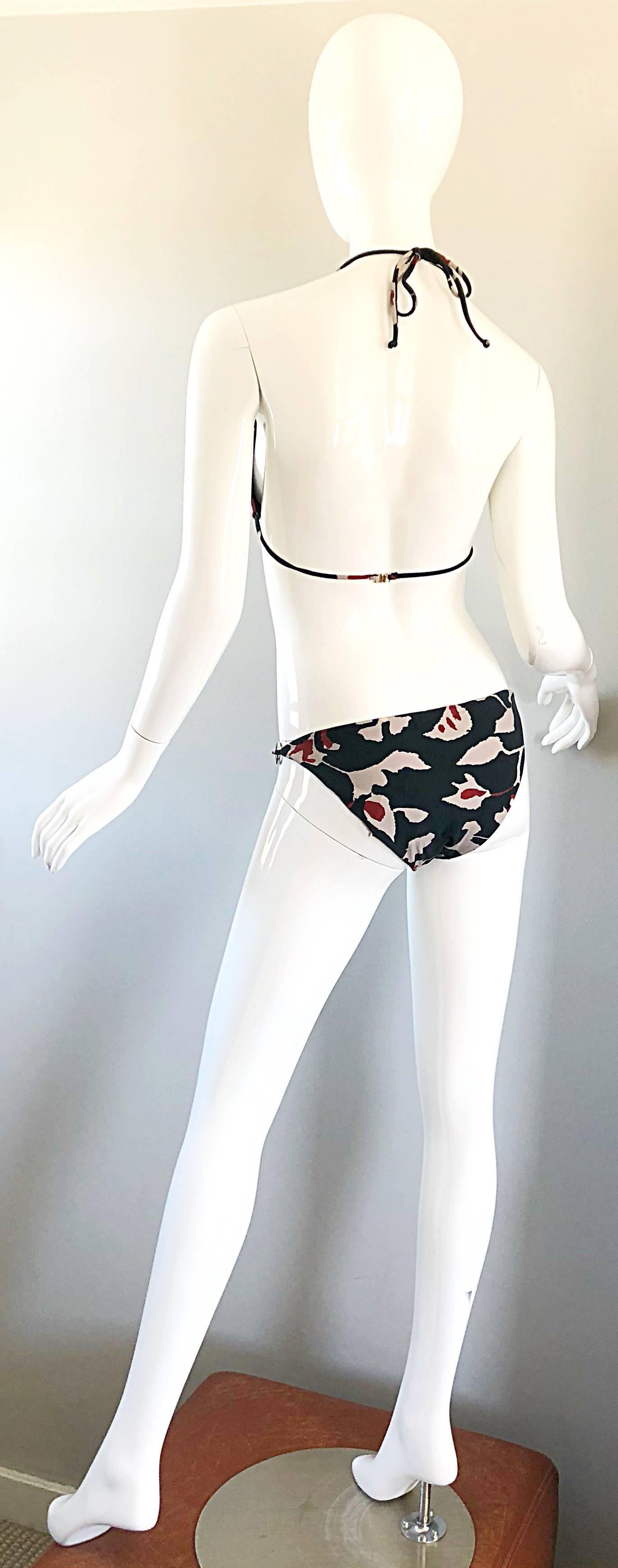 Oscar de la Renta Bikini-Badeanzug mit Batikmuster und Kettengliedern, neu mit Preisschildern, Größe Large 8