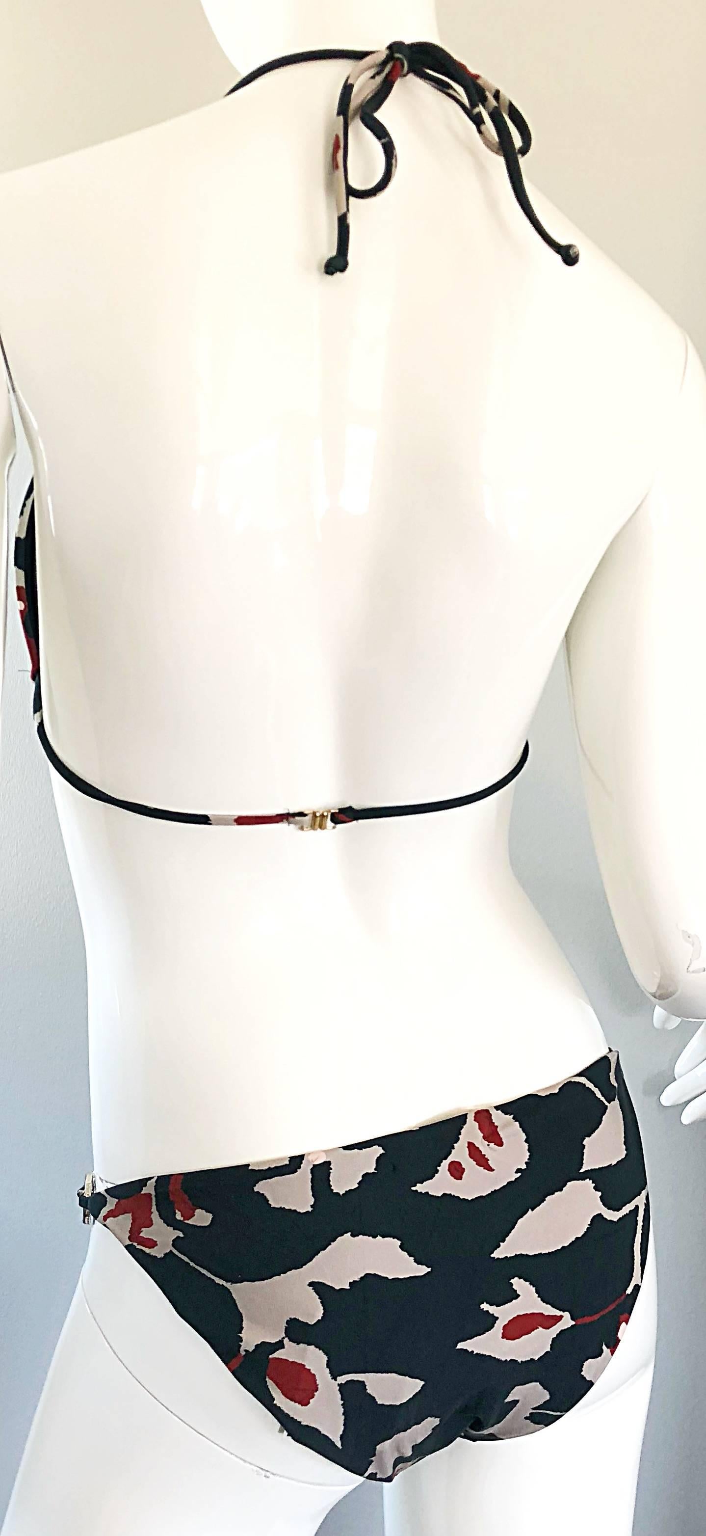 Oscar de la Renta New w/ Tags Size Large Batik Print Chain Link Bikini Swimsuit 6