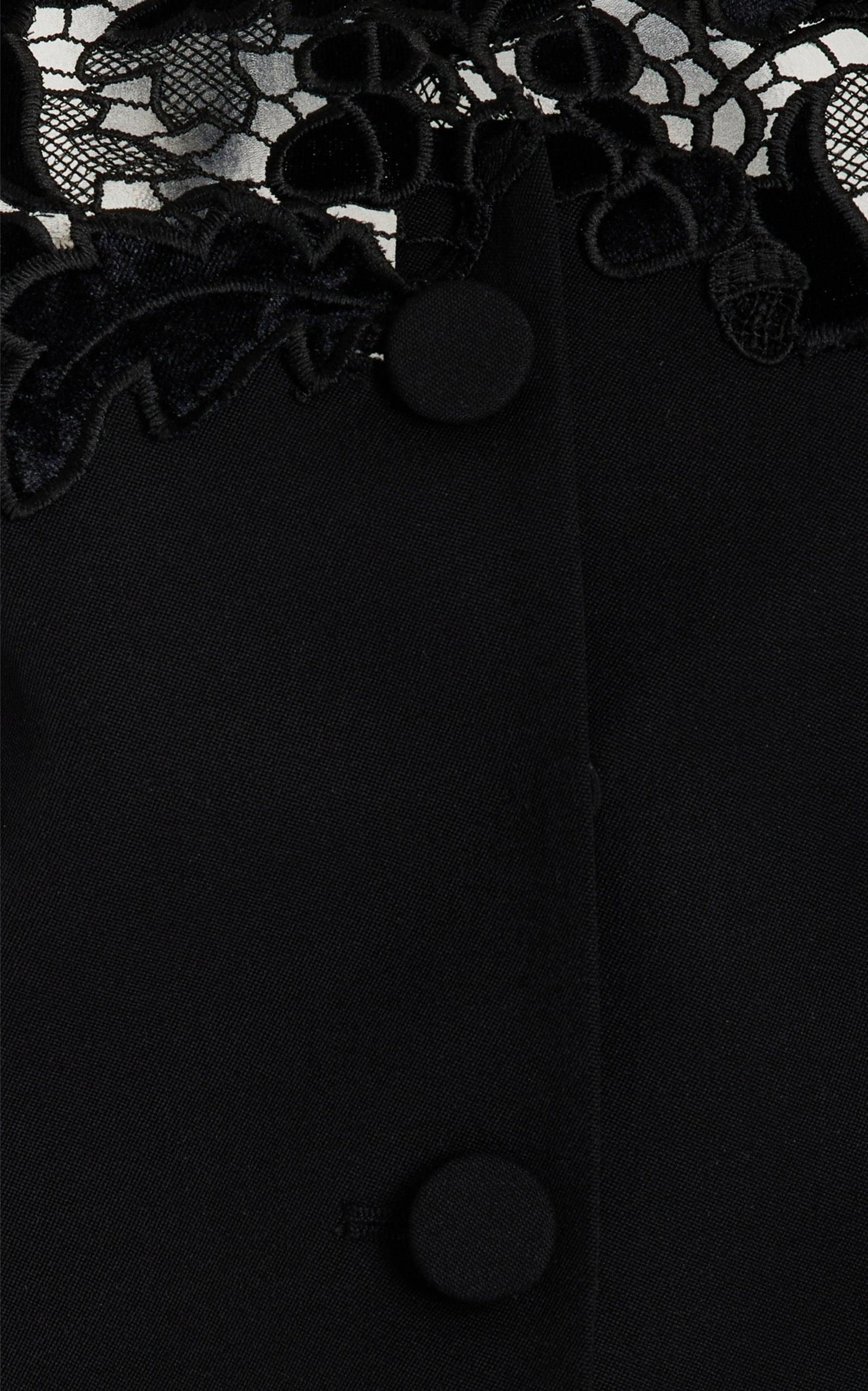 Oscar de la Renta Off-Shoulder Velvet Guipure Lace Blazer Size US 12 For Sale 1