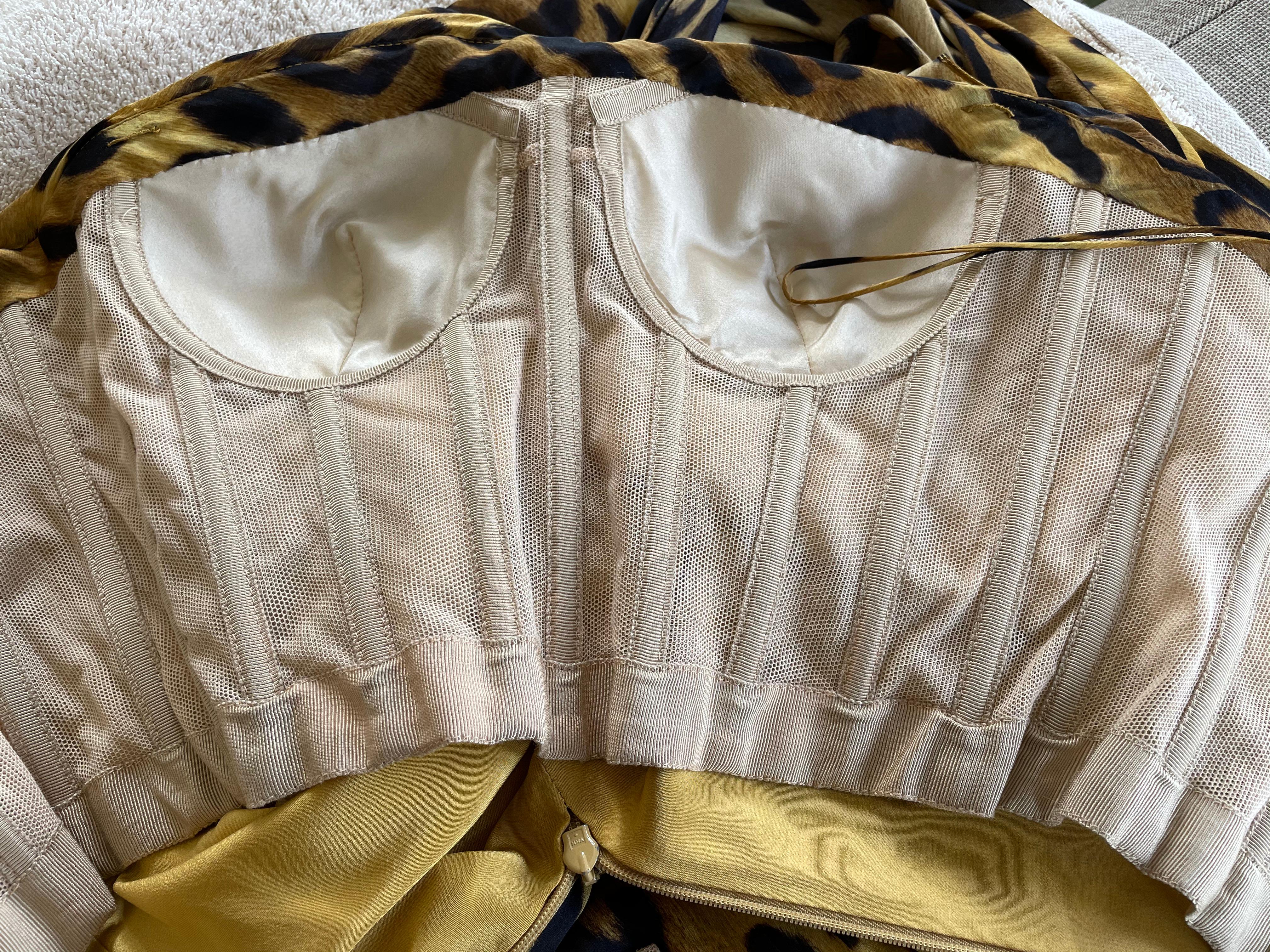 Oscar de la Renta One Shoulder Silk Leopard Print Evening Dress For Sale 5