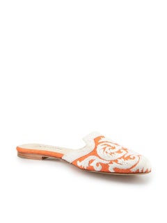 Oscar de la Renta Orange Raffia Flat Mules Size IT 37
