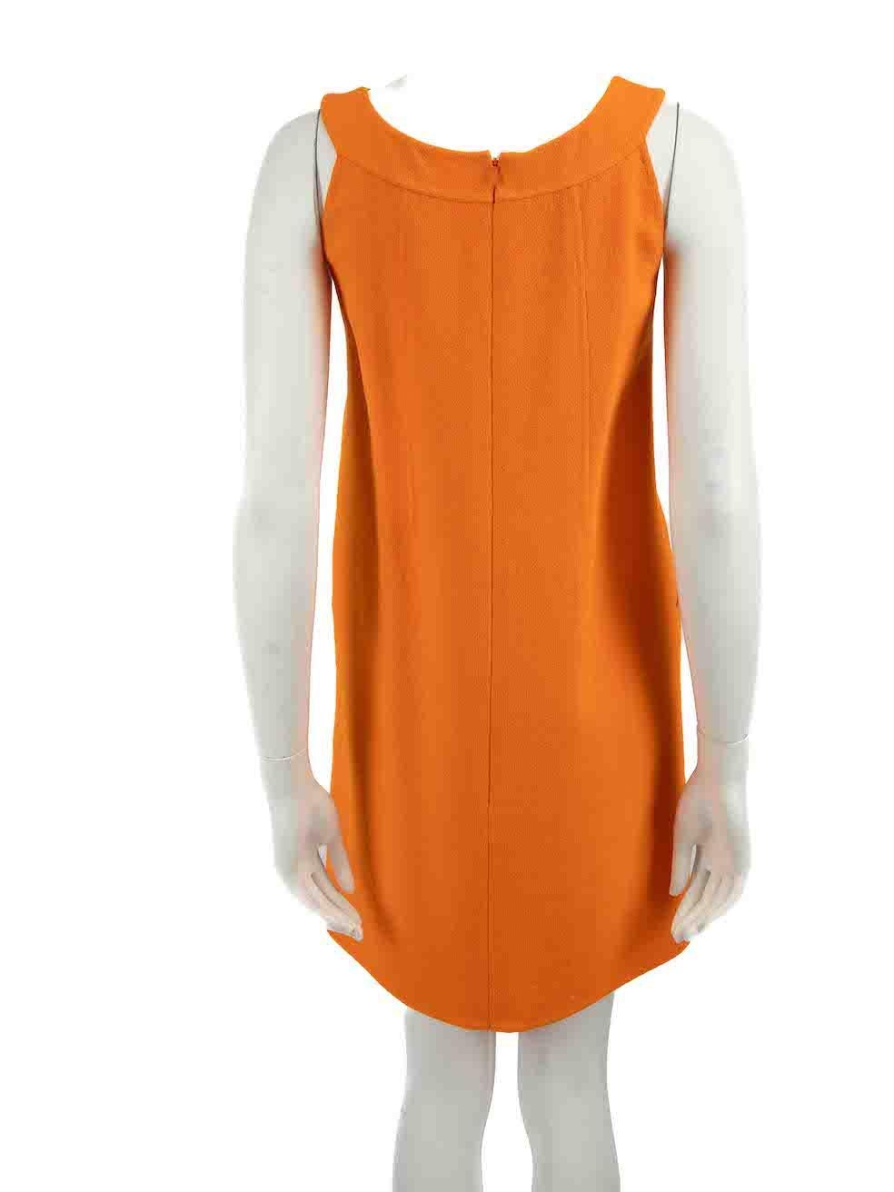 Oscar de la Renta Orangefarbenes knielanges Kleid aus Wolle Größe XS im Zustand „Gut“ im Angebot in London, GB