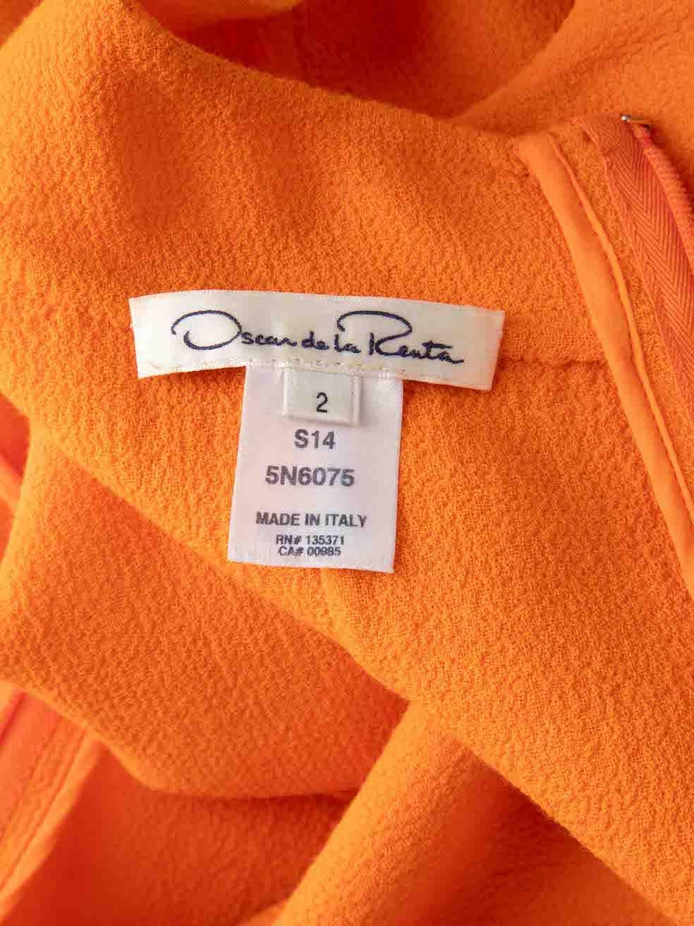 Oscar de la Renta Orange Wool Knee Length Dress Size XS 1
