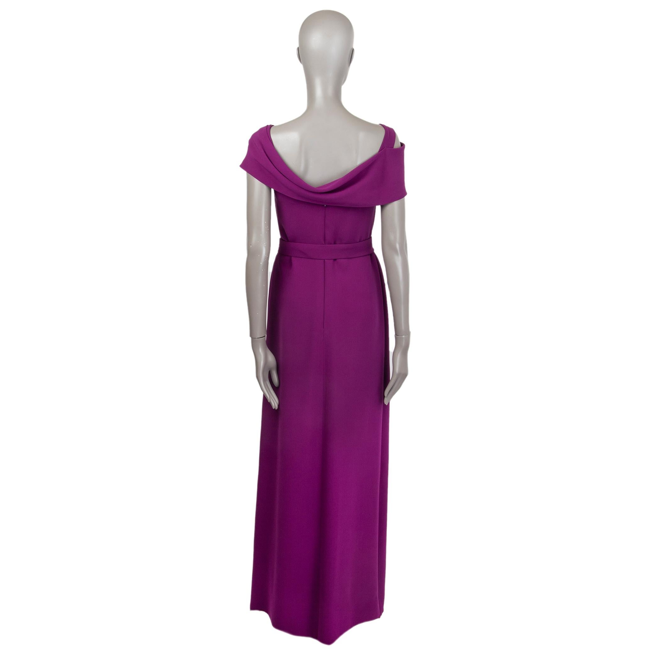 Purple OSCAR DE LA RENTA orchid purple silk DRAPED SHOULDER Gown Dress 4 XS For Sale