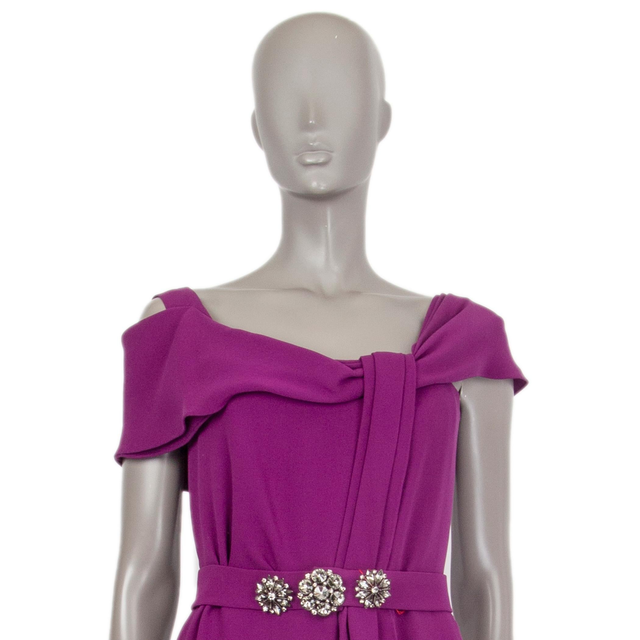 OSCAR DE LA RENTA orchid purple silk DRAPED SHOULDER Gown Dress 4 XS In Excellent Condition For Sale In Zürich, CH