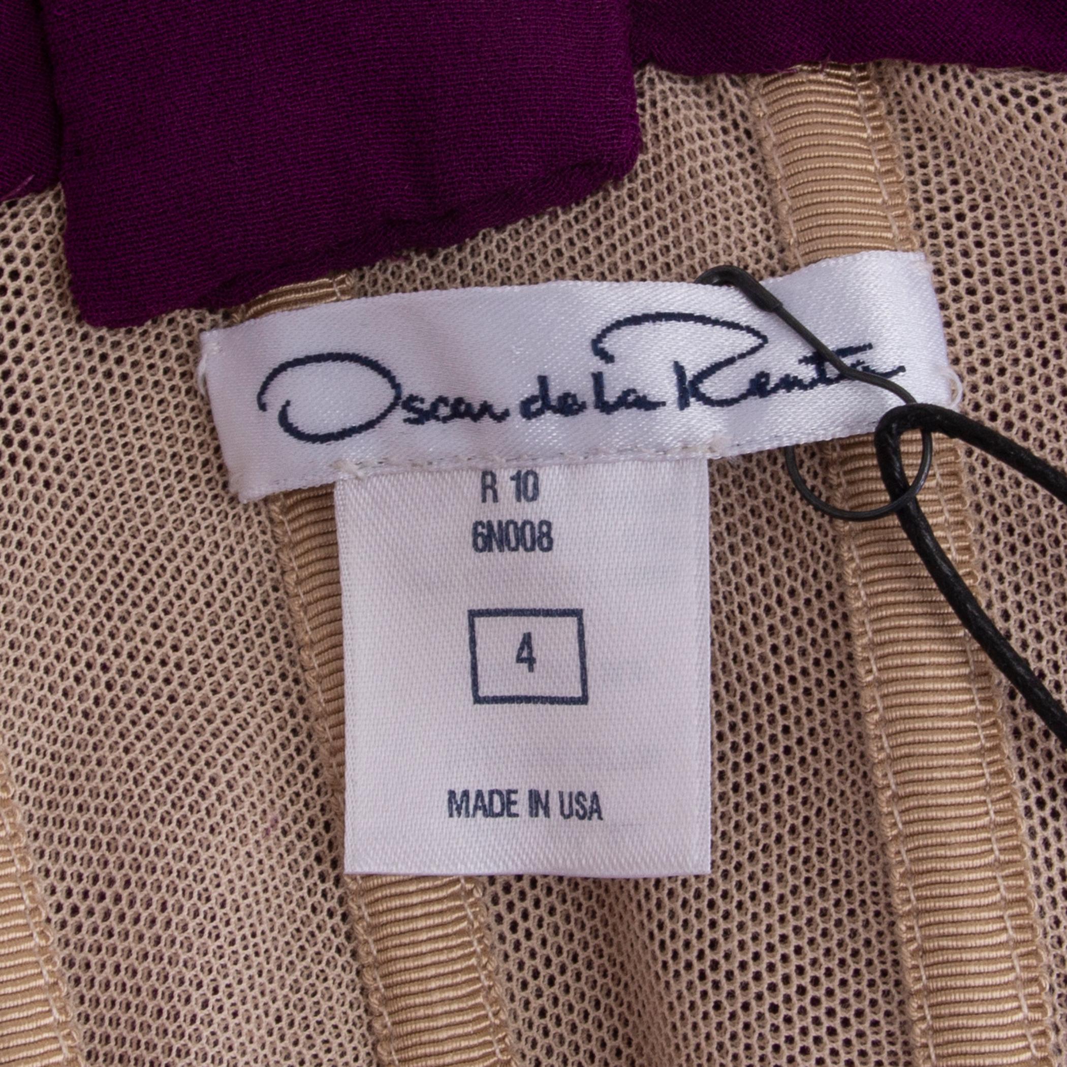 Women's OSCAR DE LA RENTA orchid purple silk DRAPED SHOULDER Gown Dress 4 XS For Sale