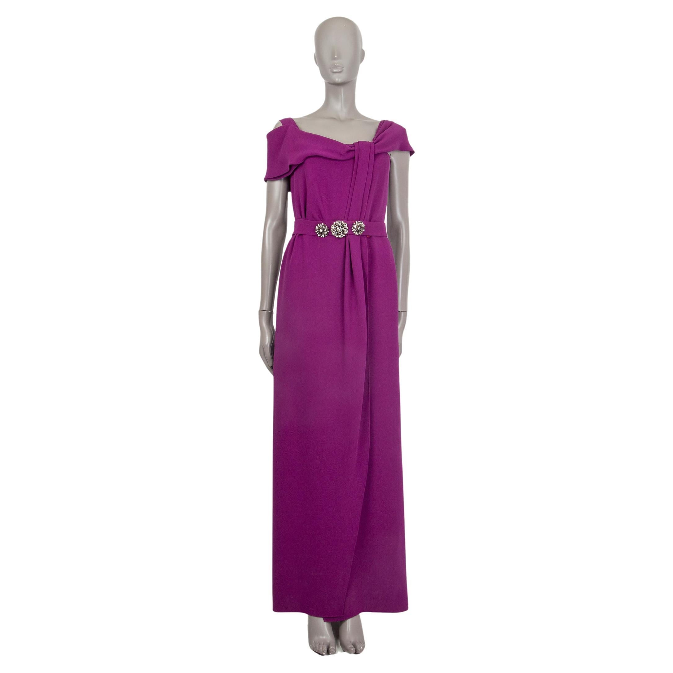 OSCAR DE LA RENTA orchid purple silk DRAPED SHOULDER Gown Dress 4 XS