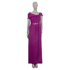 OSCAR DE LA RENTA orchid purple silk DRAPED SHOULDER Gown Dress 4 XS