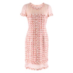 Oscar De La Renta Organza-Paneled Boucle-Tweed Dress size 6