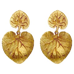 Oscar De La Renta Original 22k vergoldet Lily Pad Post Drop Statement-Ohrringe