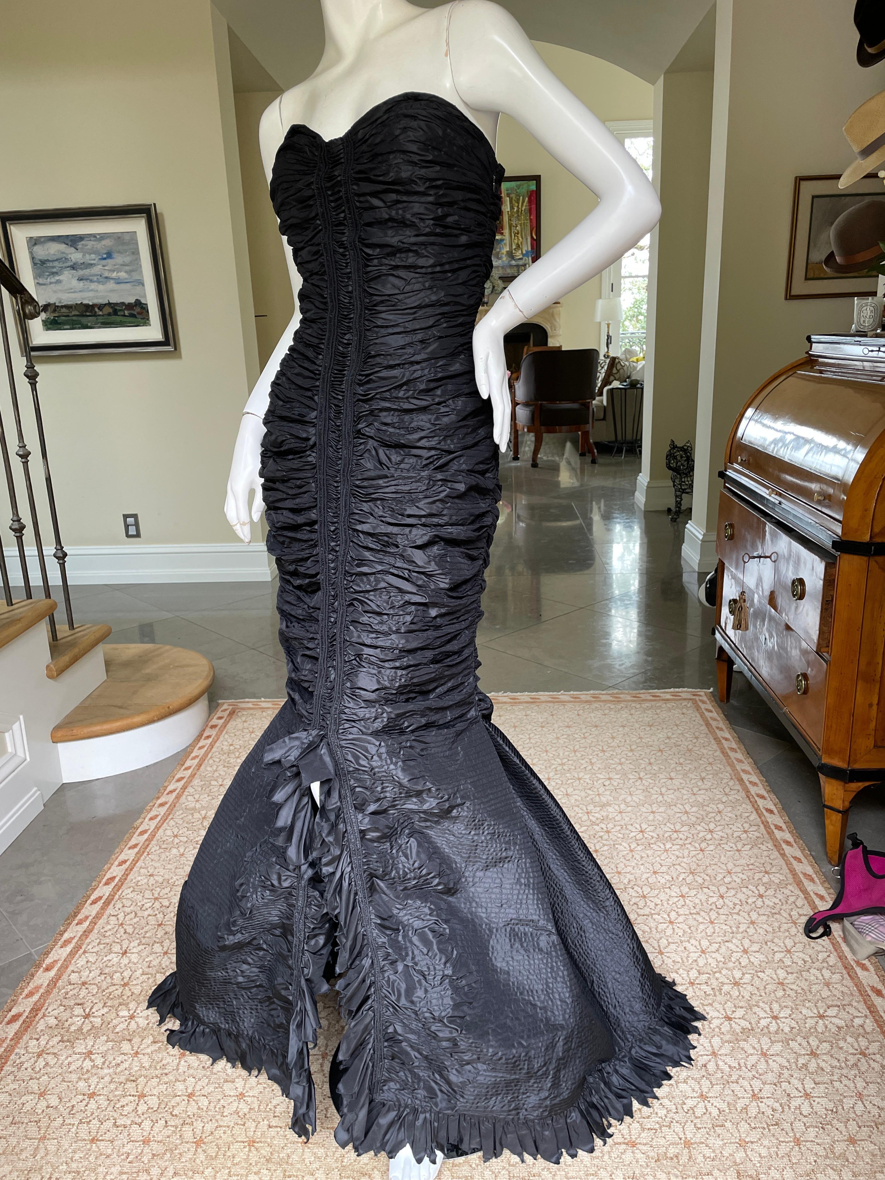 Oscar de la Renta Outstanding Vintage 1980's Black Silk Mermaid Dress 1