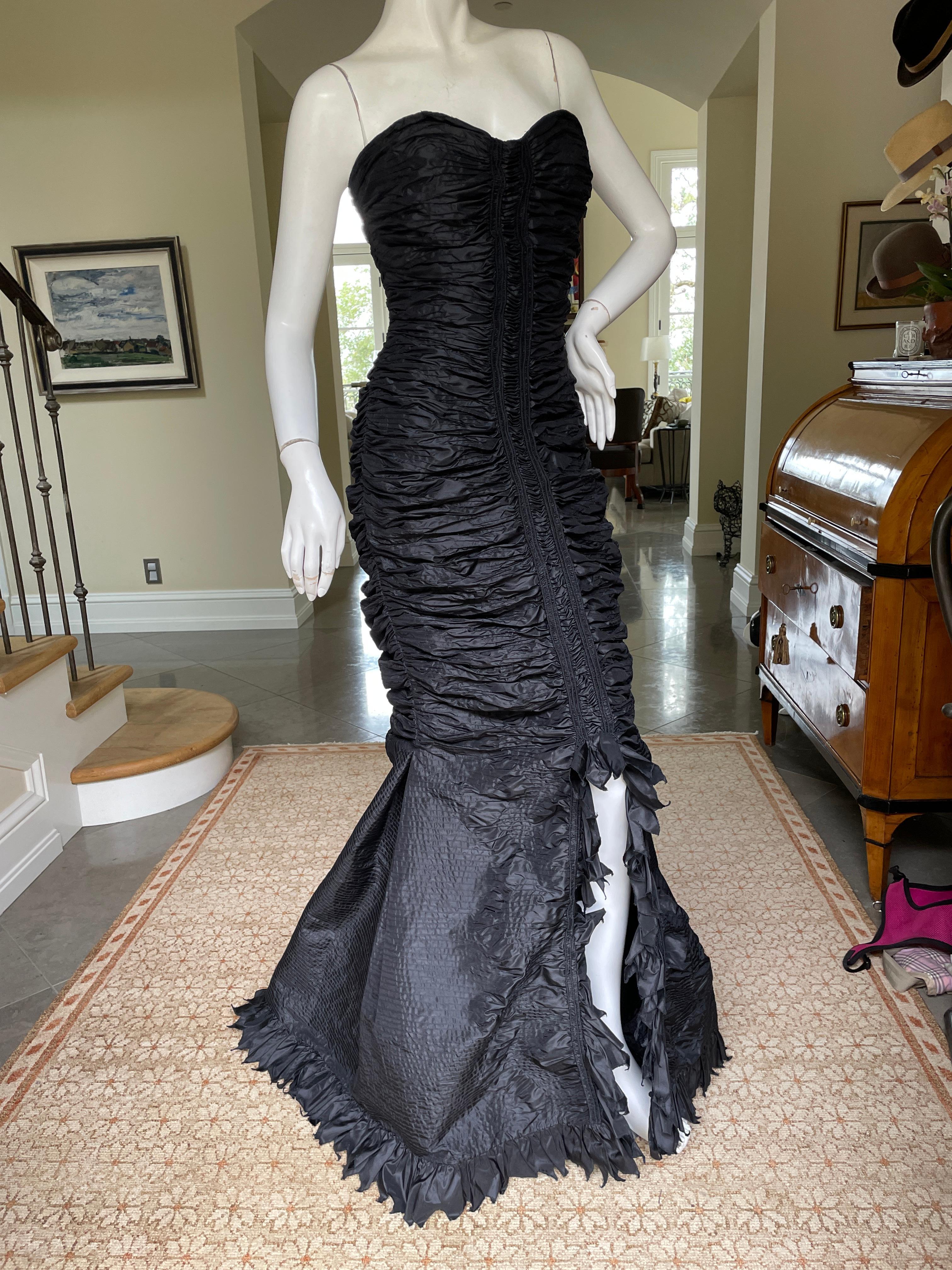 Oscar de la Renta Outstanding Vintage 1980's Black Silk Mermaid Dress 2