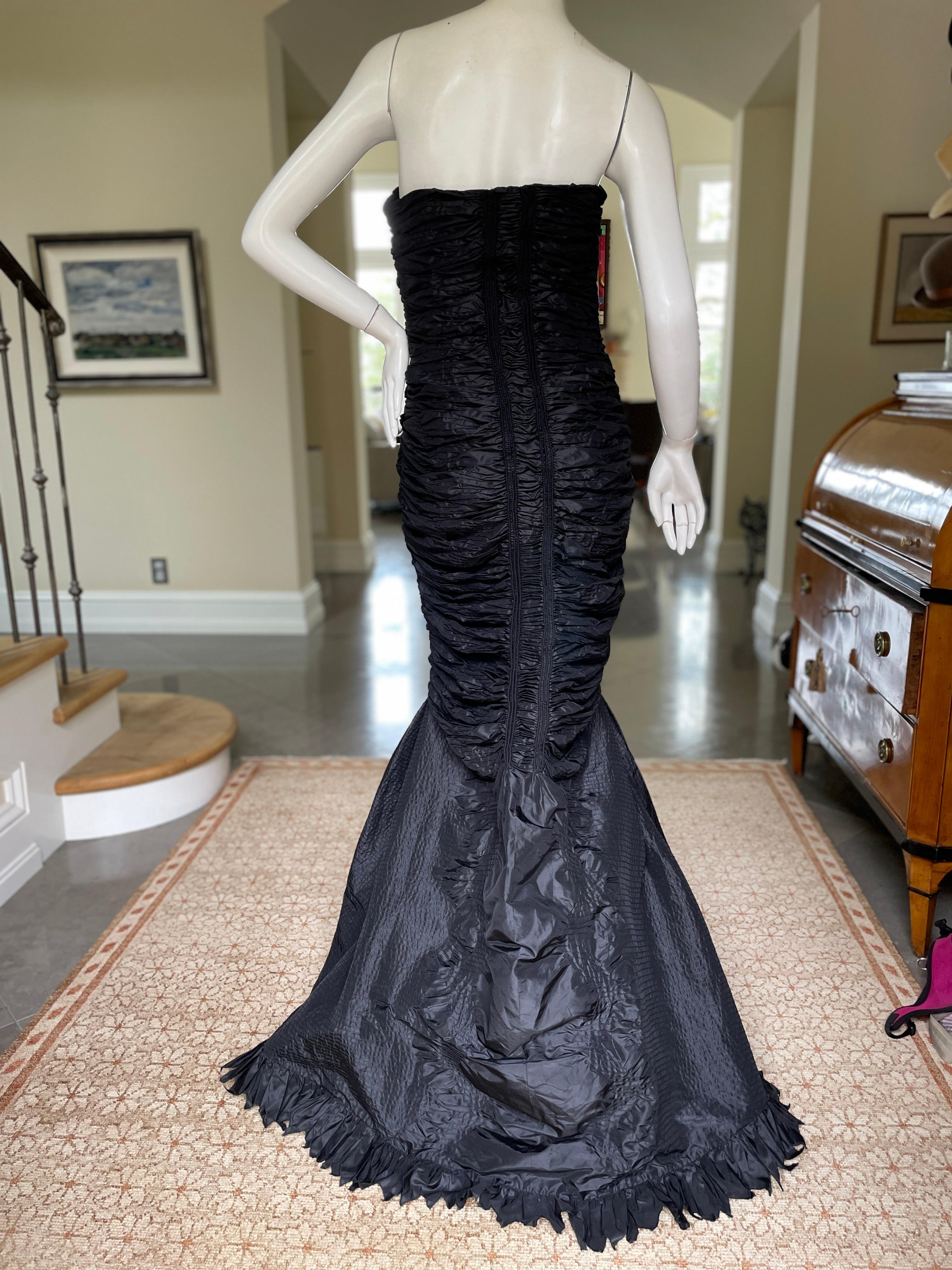 Oscar de la Renta Outstanding Vintage 1980's Black Silk Mermaid Dress 3