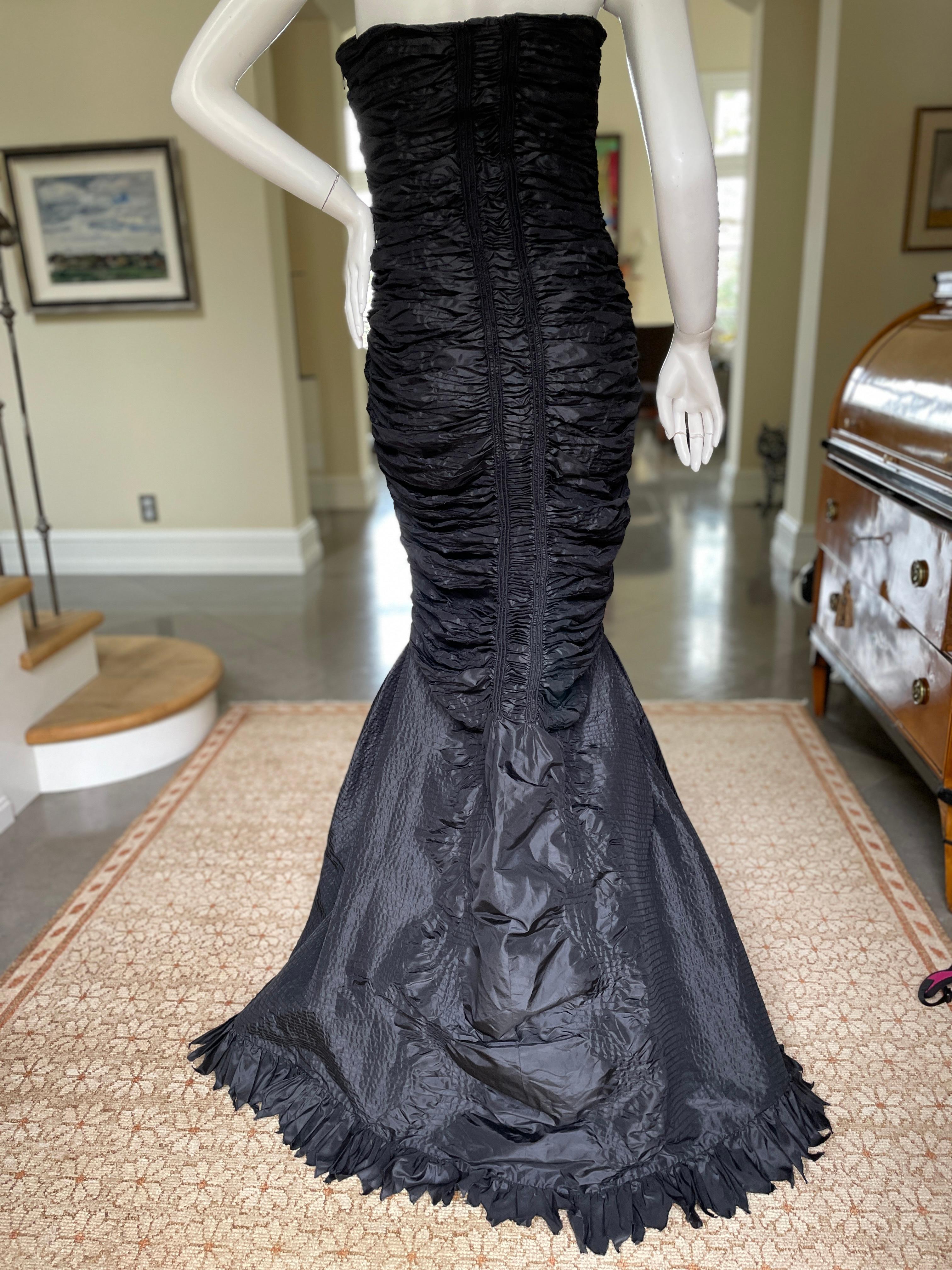 Oscar de la Renta Outstanding Vintage 1980's Black Silk Mermaid Dress 4