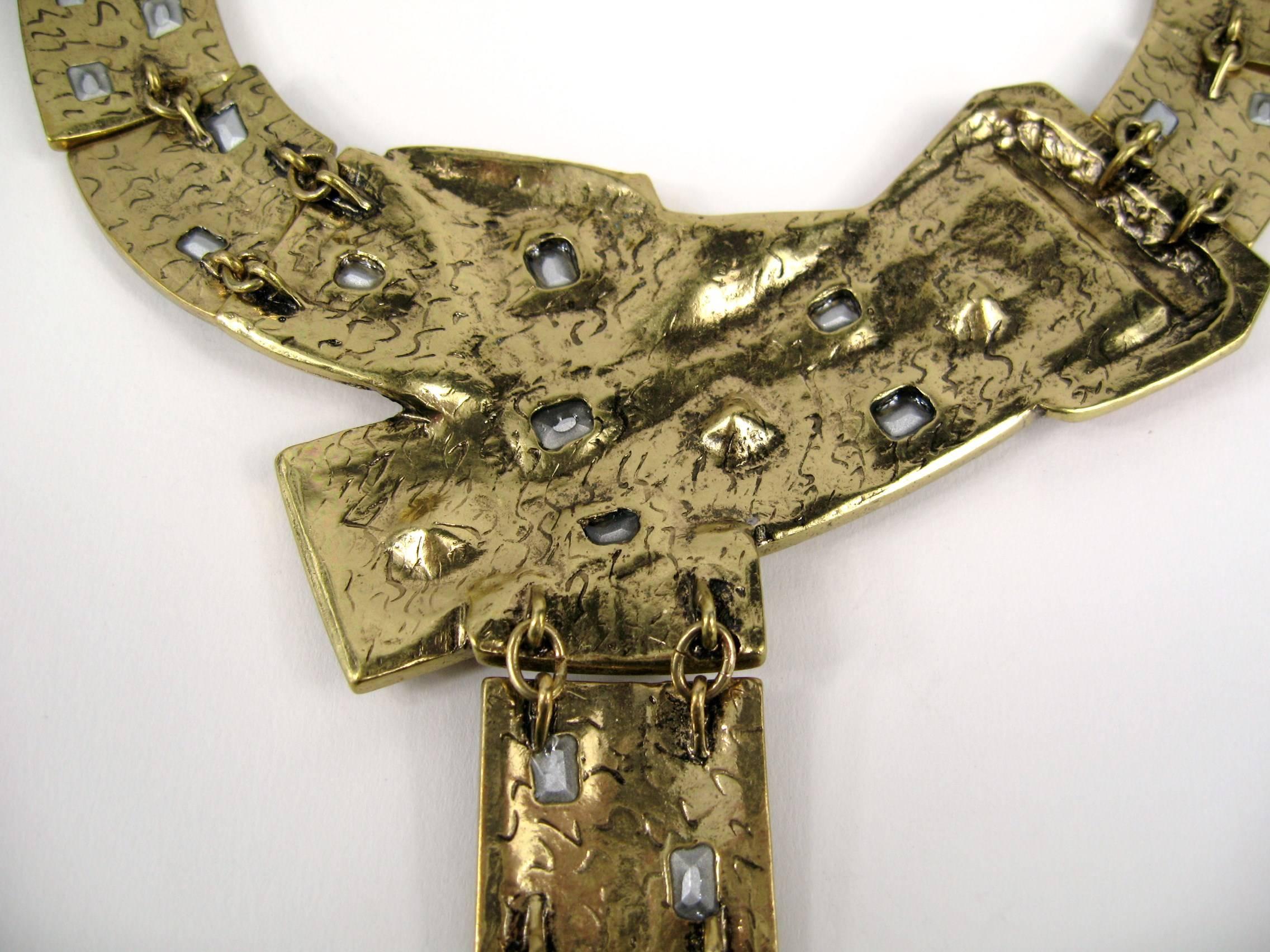 Oscar De La Renta Over Sized Buckle Necklace Runway Ready  For Sale 5