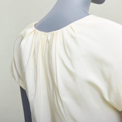 Oscar De La Renta P16 100% seta crema manica a cappuccio crop top US0 XS
