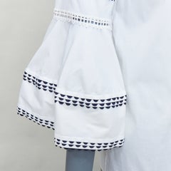OSCAR DE LA RENTA P17 creme-schwarzes Oberteil mit ausgestellten Ärmeln US4 S mit Muschelbesatz