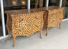 Oscar De La Renta Pair of Leopard Bombe Chests