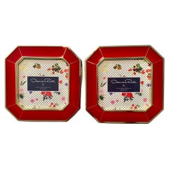 Oscar de la Renta Pair of Red and Gold Picture Frames 5 x 5 NYC Barney’s NYC