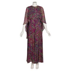 Oscar de La Renta Paisley Print Palazzo Jumpsuit, 1970s