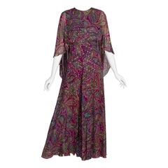 Oscar De La Renta - Tuta palazzo con stampa paisley, anni '70
