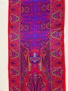 Oscar de La Renta Paisley Silk Oblong Scarf in Reds and Fuchsia