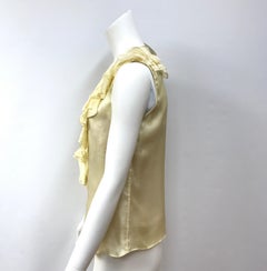 Oscar De La Renta Pale Yellow Silk Sleeveless Top-6