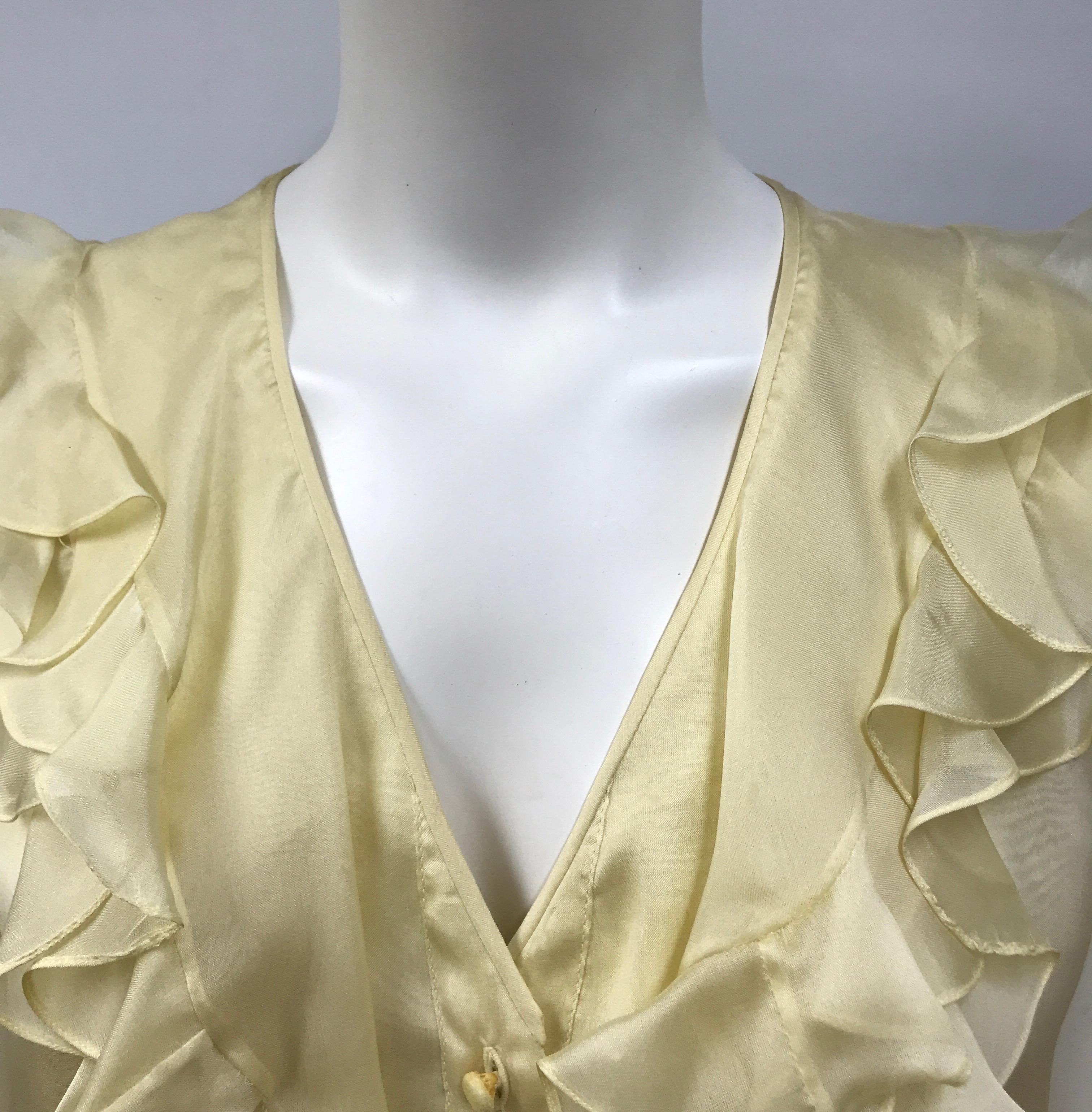 pale yellow silk blouse