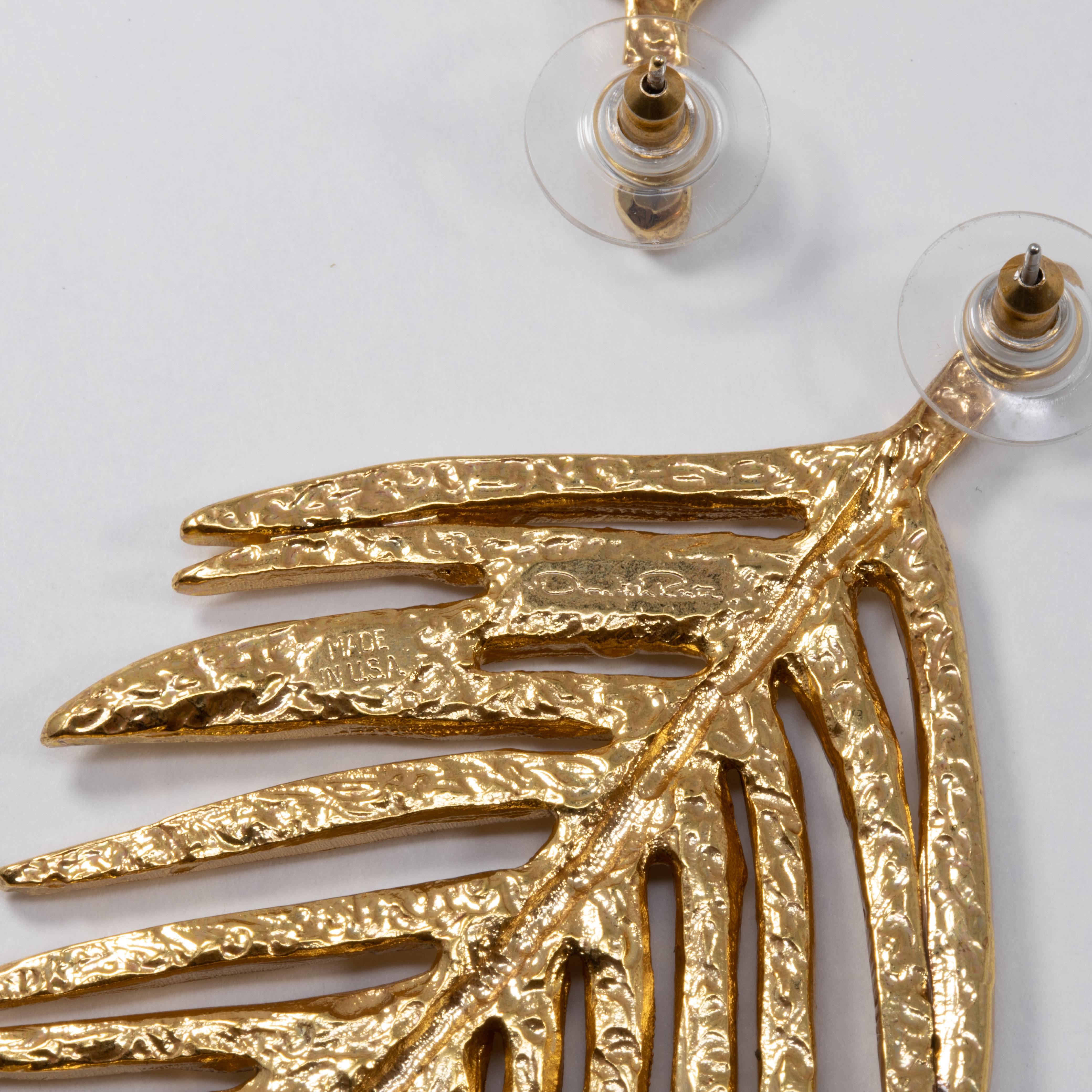 palm leaf earrings gold