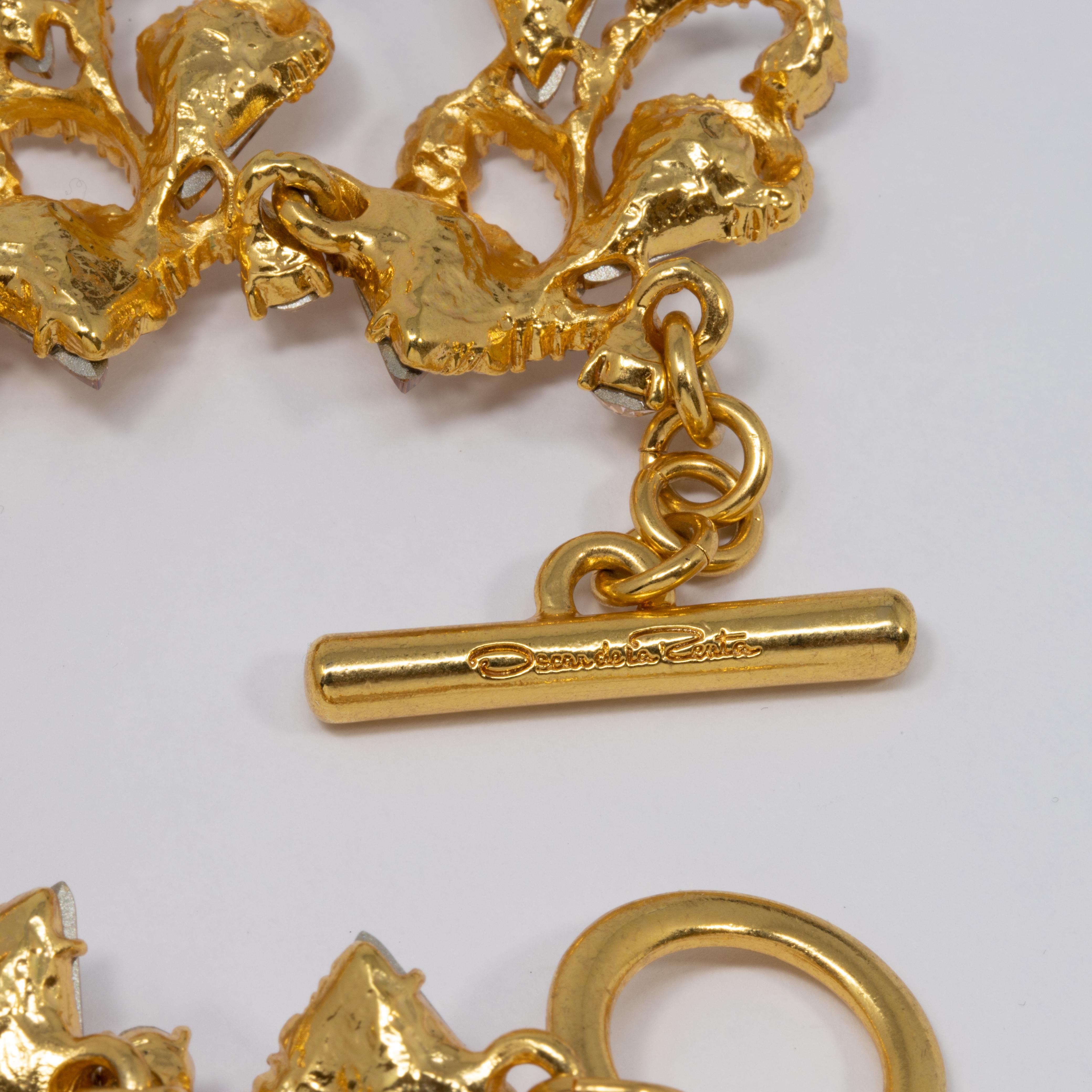 Oscar de la Renta Bracelet à fermoir à bascule en or, transparent et cristal de topaze taillé en poire en vente 1