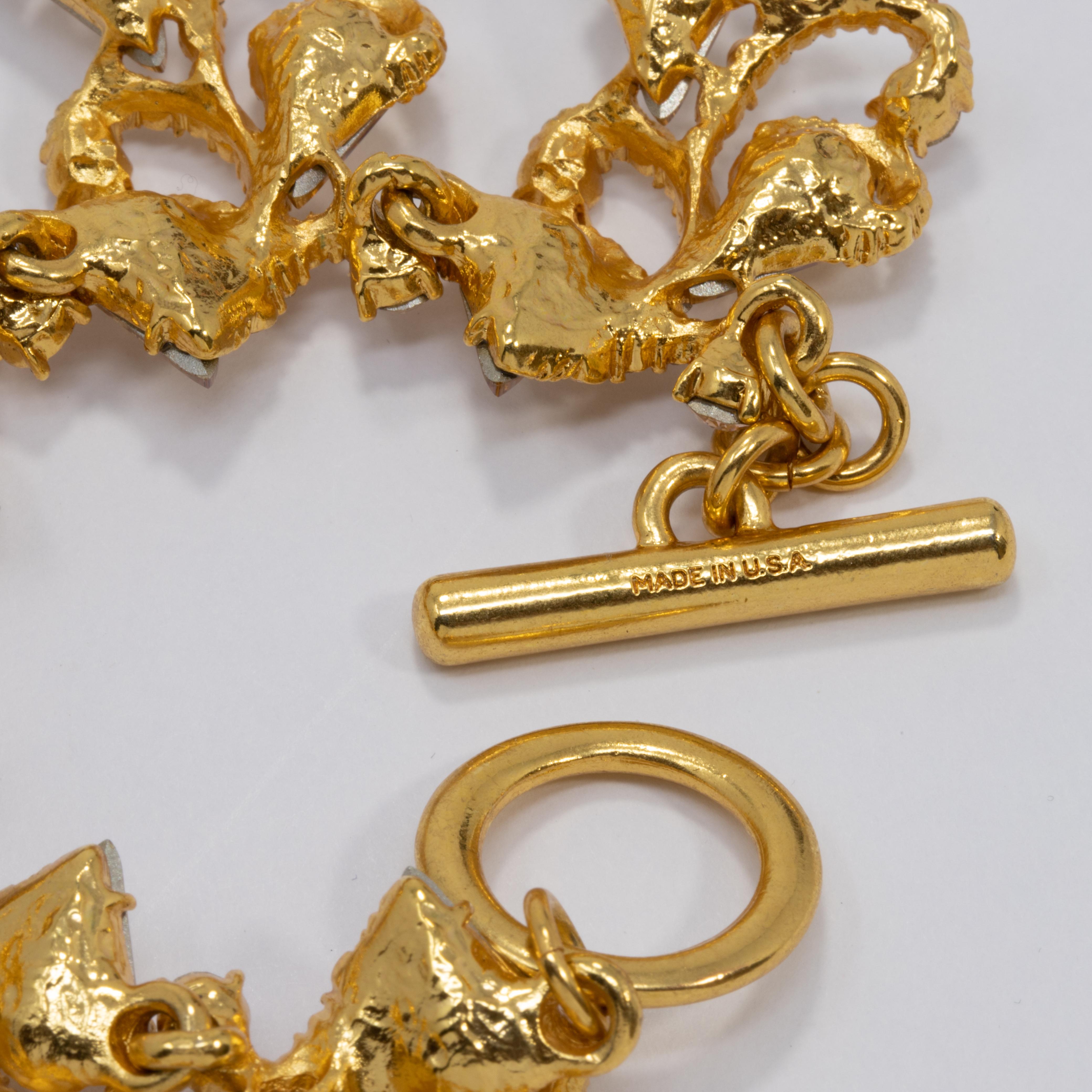 Oscar de la Renta Bracelet à fermoir à bascule en or, transparent et cristal de topaze taillé en poire en vente 2