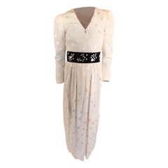 Oscar de la Renta pearl white silk couture cocktail dress, circa 1980s