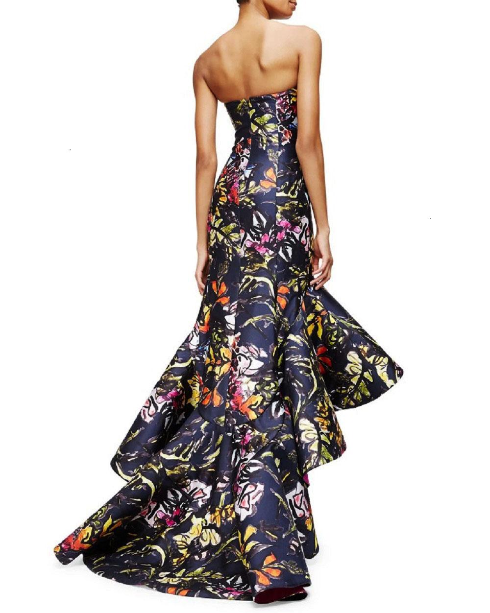 Oscar de la Renta PF 2015 Floral Printed High-Low Corset Dress Gown US size 6 For Sale 3