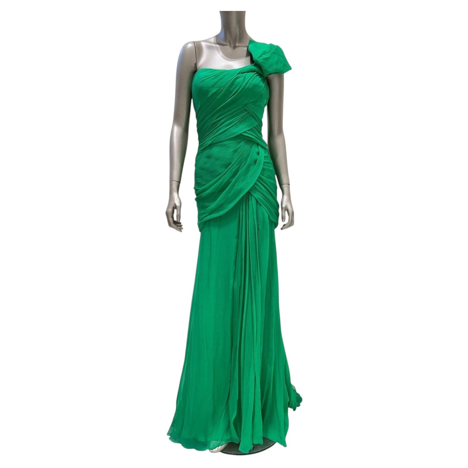 Oscar de la Renta Picasso-Inspired Green Silk Evening Gown Sz.4 NWT
