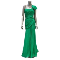 Oscar de la Renta Picasso-Inspired Green Silk Evening Gown Sz.4 NWT