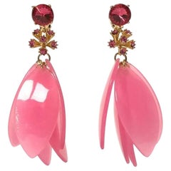 Oscar De La Renta Pink Drop Earrings 