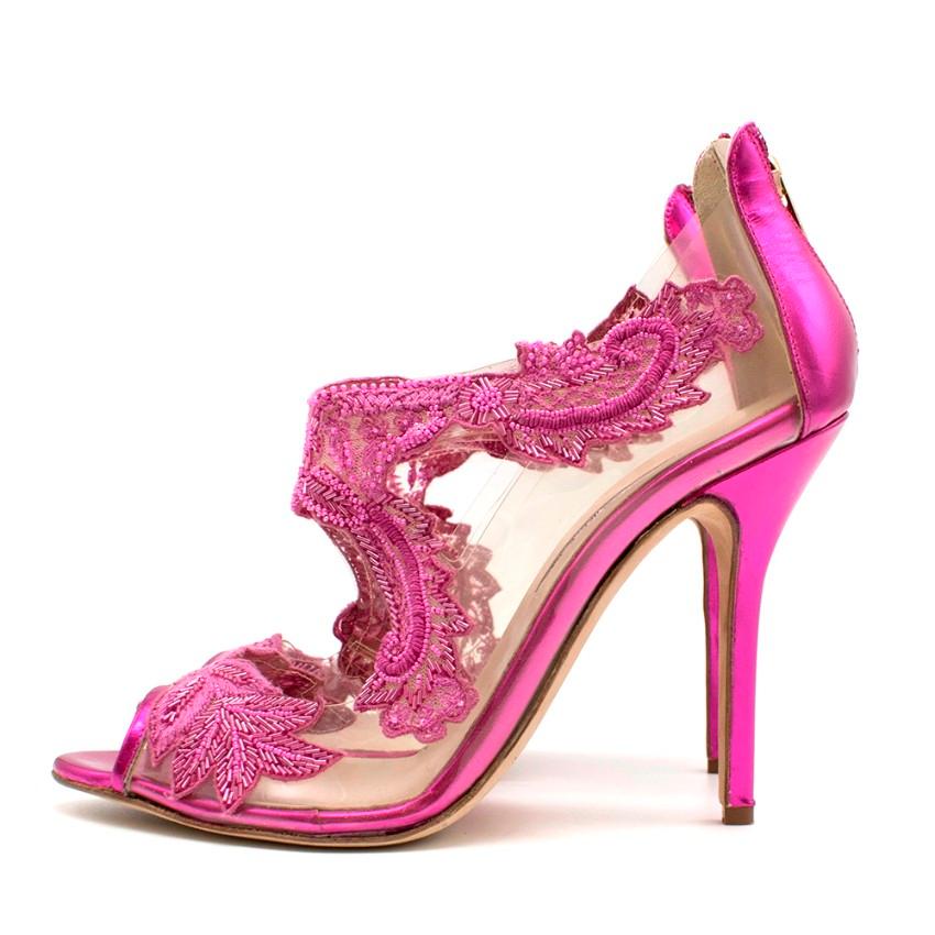 Oscar De La Renta Pink Embellished Pumps 40 2