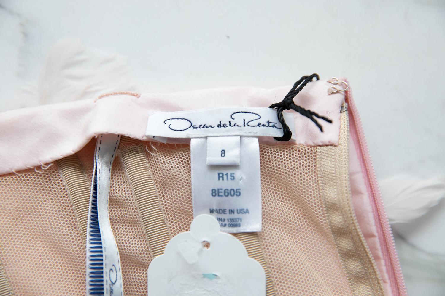 Oscar De La Renta Pink Feather Dress For Sale at 1stDibs