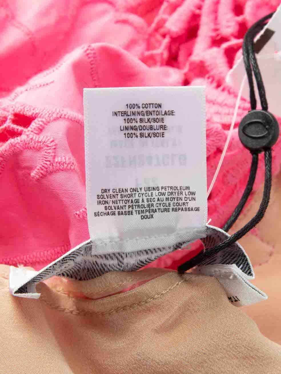 Oscar De La Renta Pink Floral Appliqué Guipure Lace Dress Size L Pour femmes en vente