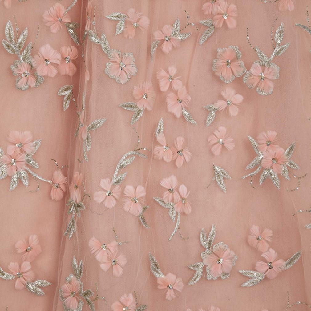 Oscar de la Renta Pink Floral Embellished Evening Gown Spring 2013 L 4