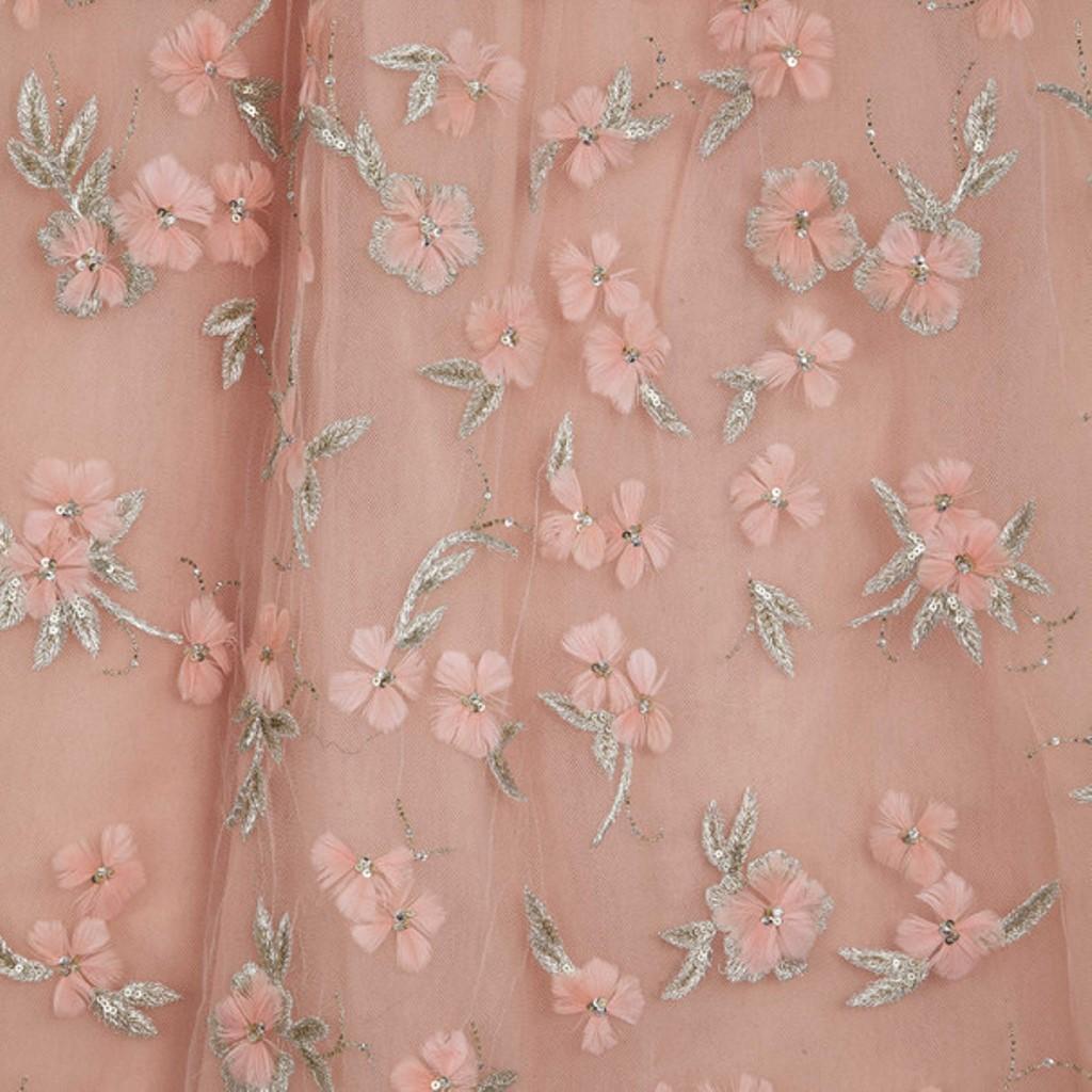 Oscar de la Renta Pink Floral Embellished Evening Gown Spring 2013 L 2