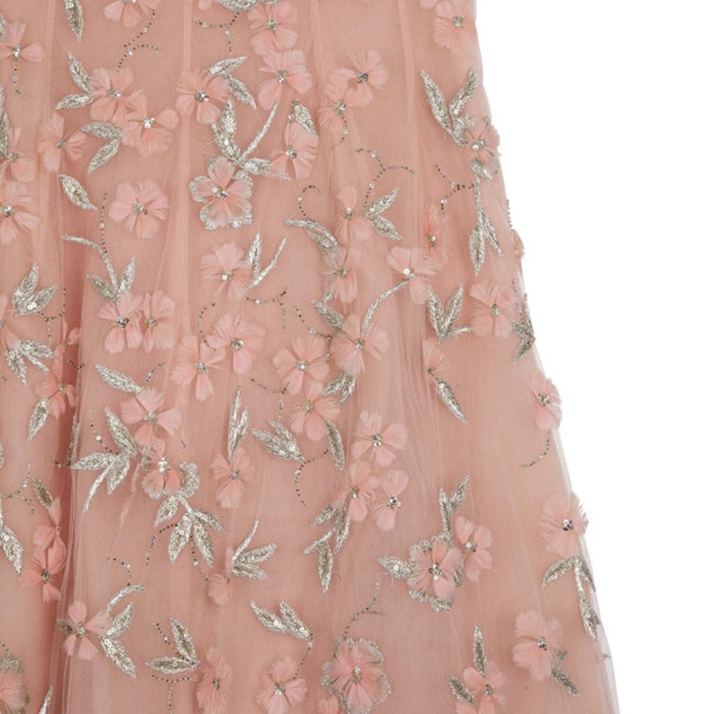 Oscar de la Renta Rosa Abendkleid mit Blumenverzierung Frühling 2013 L 3