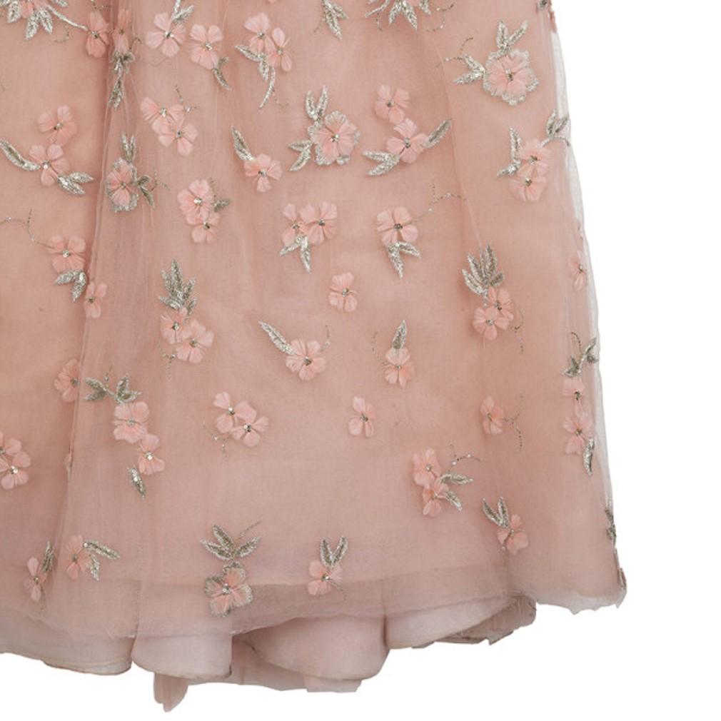 Oscar de la Renta Pink Floral Embellished Evening Gown Spring 2013 L 3