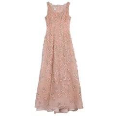 Oscar de la Renta Pink Floral Embellished Evening Gown Spring 2013 L