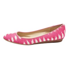 Oscar de la Renta Pink Printed Fabric Ballet Flats Size 36.5
