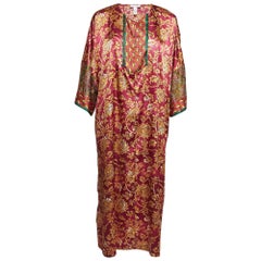 Oscar de la Renta Pink Printed Satin Midi Dress M