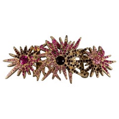 OSCAR DE LA RENTA Pink Rhinestones Metal Belt Buckle