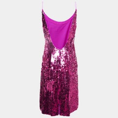 Oscar de la Renta Pink Sequin Strappy Short Dress M