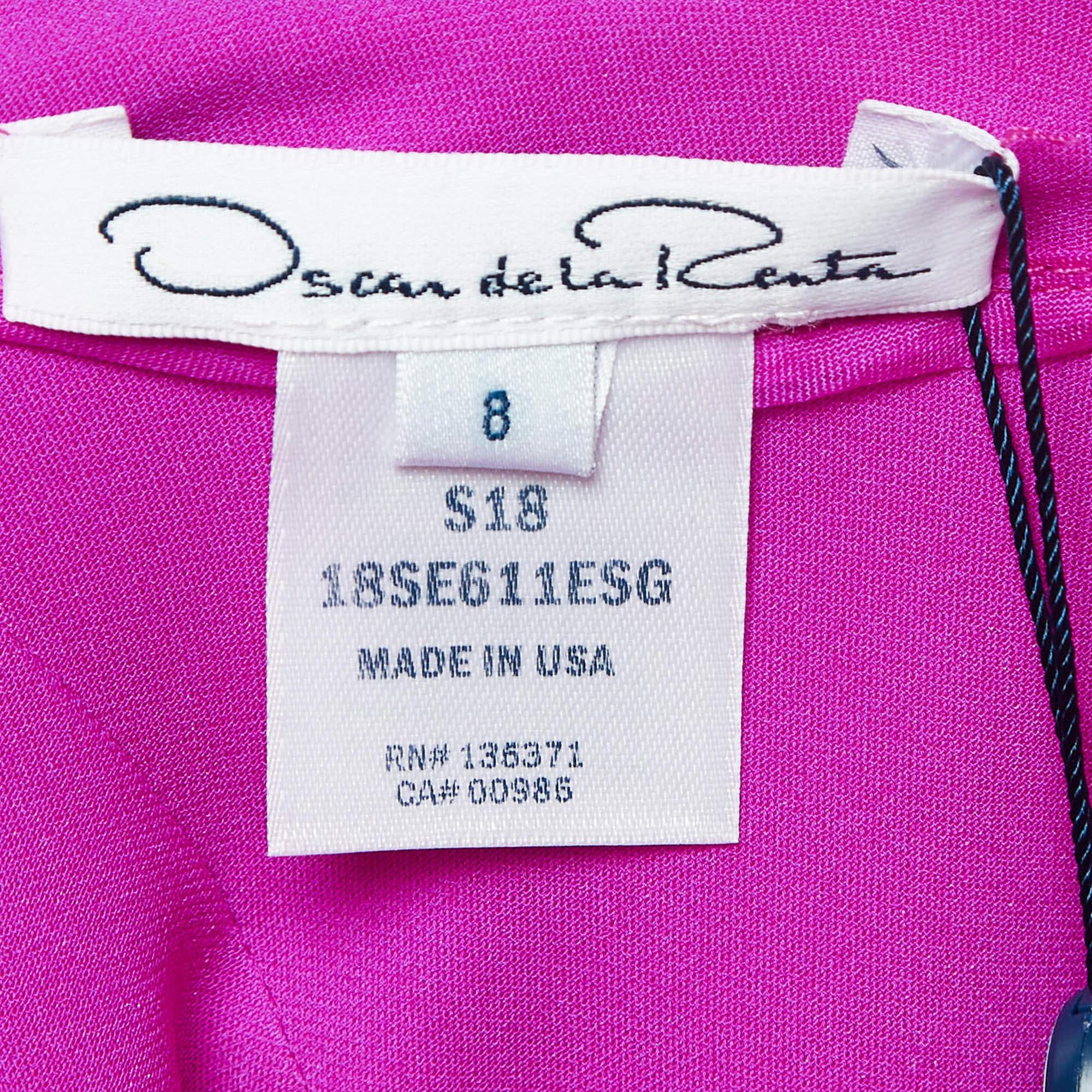 Oscar de la Renta - Robe courte à bretelles à sequins roses M Pour femmes en vente