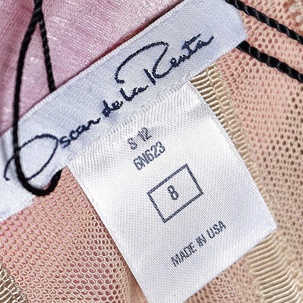 Oscar de la Renta Pink Silk Sleeveless Flared Mini Dress M In Good Condition In Dubai, Al Qouz 2